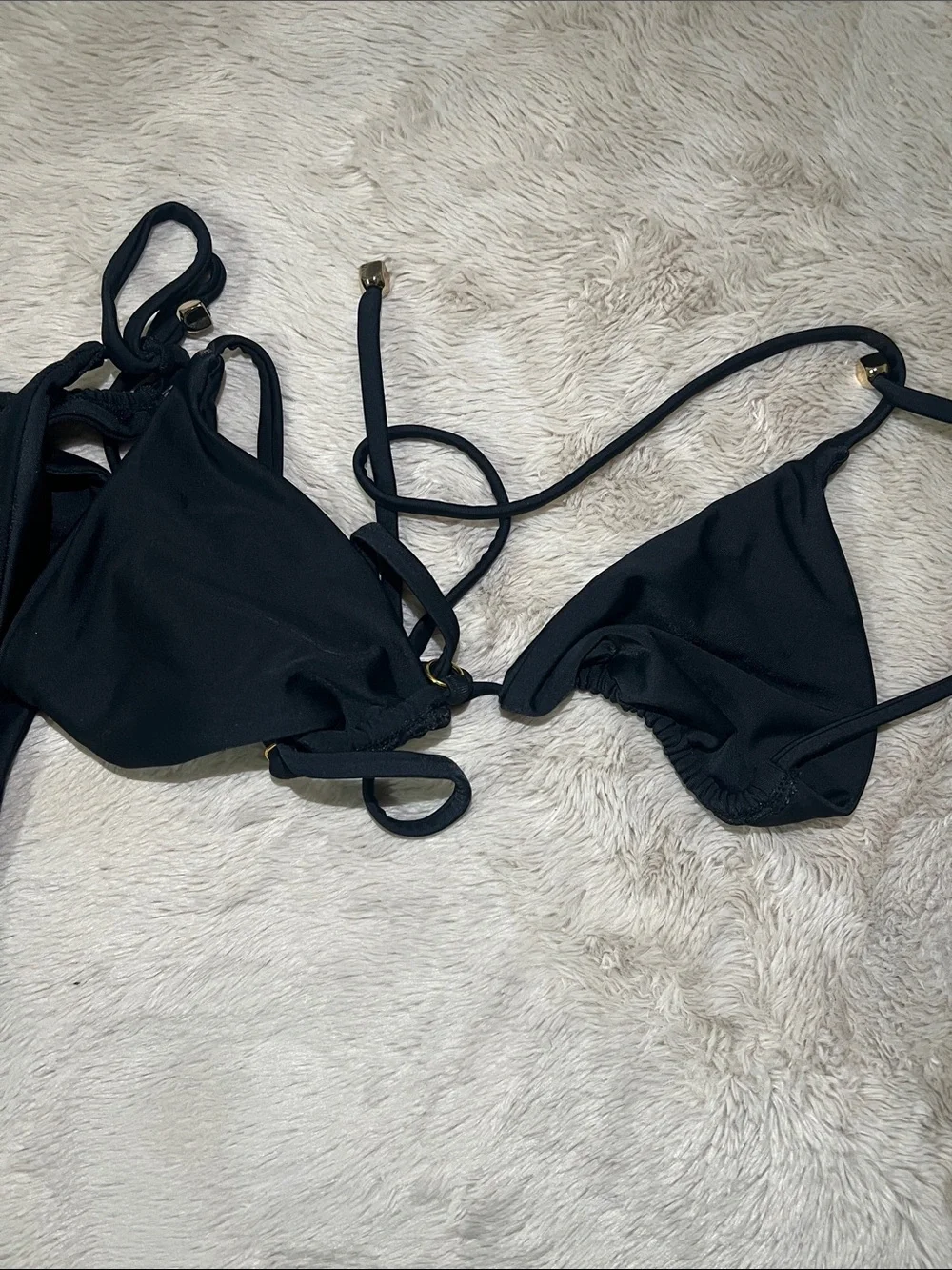 Blackbough Black Tie-Side Triangle Bikini Set
